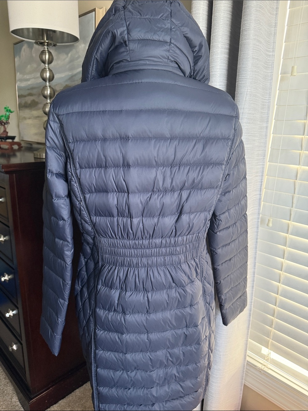 MICHAEL KORS Navy Quilted Hooded Long Puffer Coat - Picture 4 of 11